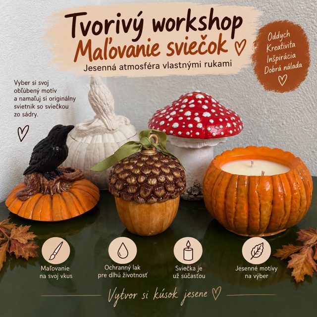 Original poster for the candle-painting workshop, with Slovak text